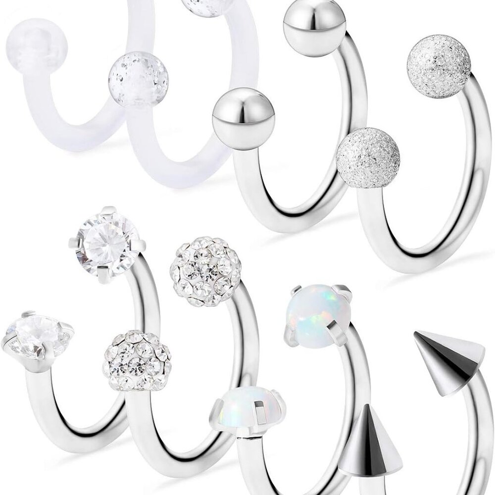 Horseshoe Circular Barbell Clear Cz Opal Stone Nose Septum Rings Hoop Retainer F